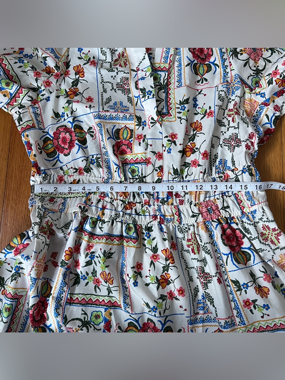Anthropologie Summerset Maxi Dress Cross-stitch Floral Patchwork Design L - Picture 9 of 10